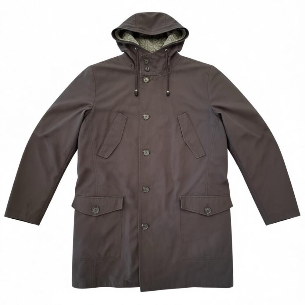 DKNY Men’s Black Heavyweight Coat With Removable Sherpa Lining Size 42L